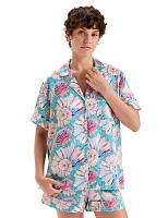 Комплект женский из шелка (жакет+шорты) Принт Seashells