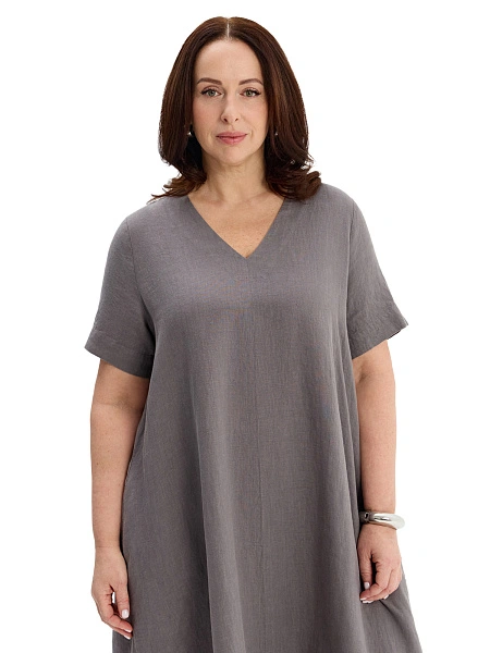 Платье А-силуэта из умягченного льна, цвет серый, фото 4