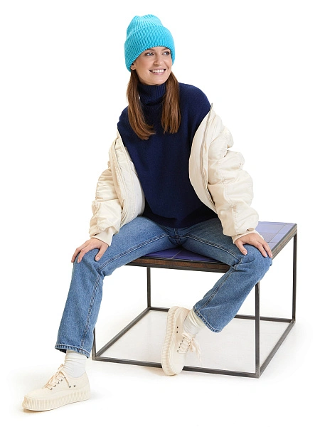 Свитер женский Cashmere&Merino blend oversize, цвет темно-синий, фото 6