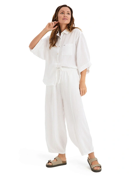 Брюки женские "baggy" серии LINEN, цвет белый, фото 1