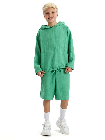 Шорты-бермуды из 100% льна для мальчиков, цвет зеленый, фото 1