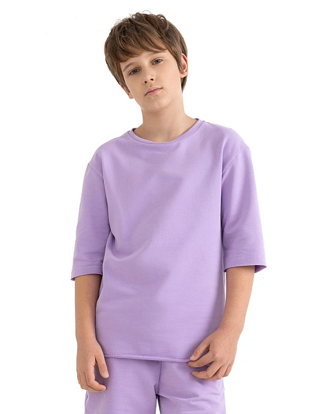 Футболка детская для мальчиков серии Cotton, цвет лаванда, фото 1