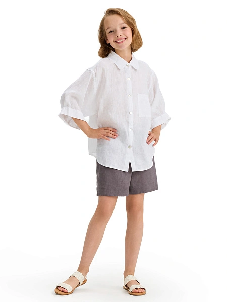 LINEN Рубашка для девочки, цвет белый, фото 4