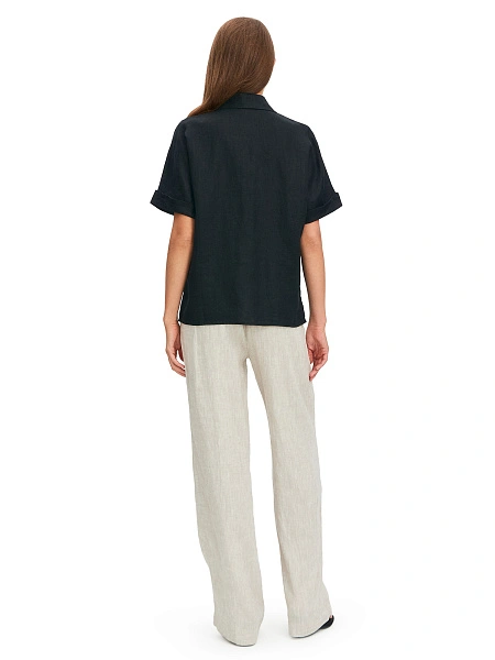 LINEN Брюки женские прямые, цвет бежевый меланж, фото 2