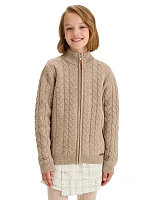 Кардиган на молнии Super Fine Merino Wool подростковый для девочек Бежевый