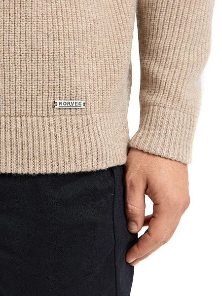 Кардиган мужской на молнии Merino Knitted, цвет бежевый меланж, фото 4