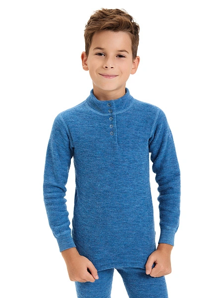Термобелье фуфайка детская для мальчиков серии "-60°C", цвет джинс меланж, фото 1
