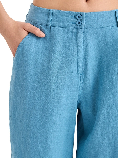 Брюки женские с карманами серии LINEN, цвет голубой пепельный, фото 4