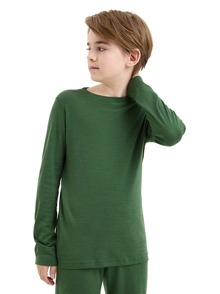 Пижама для мальчика-подростков из шерсти мериносов, цвет темно-зеленый, фото 3