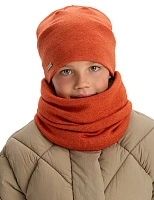 Комплект шапка и снуд из 100% шерсти мериносов для девочек Кирпичный