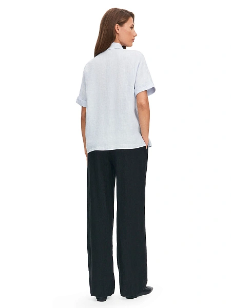 LINEN Брюки женские прямые, цвет черный, фото 4