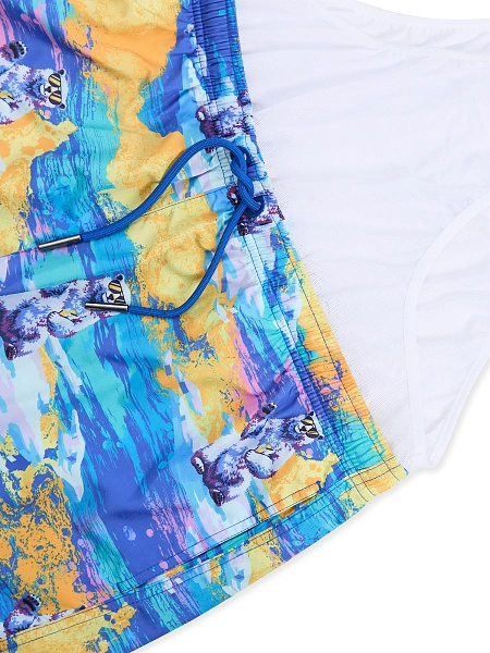 Swimwear Шорты мужские, цвет голубой паттерн медведи, фото 5