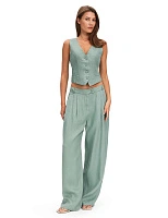 LINEN Брюки женские base Шалфей