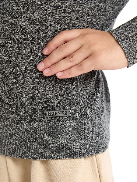 Свитер Cash Touch детский для мальчиков, цвет черно-белый меланж, фото 4