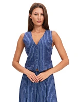 Элегантный льняной жилет LINEN Джинс