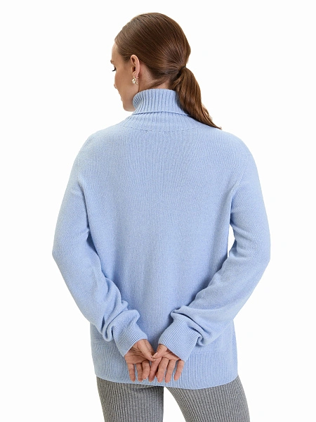 Свитер женский Cashmere&Merino blend oversize, цвет бледно-голубой, фото 5