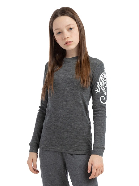 Термофутболка для девочек - подростков серии SOFT TEENS, цвет серый с орнаментом, фото 2