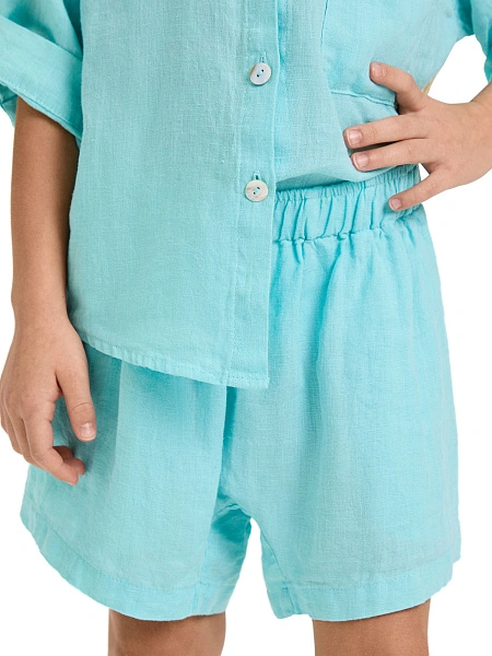 Шорты для девочки серии LINEN, цвет тиффани, фото 5