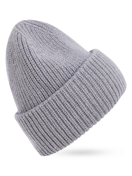 Мужская шапка с отворотом из 100% шерсти, цвет серый меланж, фото 4