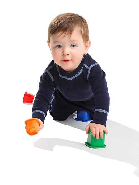 Термофутболка детская с длинным рукавом серии SOFT, цвет синий, фото 1