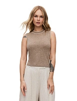 Топ трикотажный с кантом Бежевый меланж