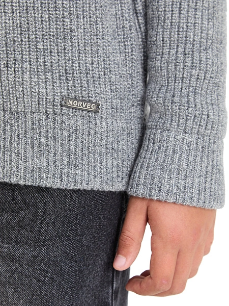 Кардиган шерстяной на молнии для мальчиков-подростков, цвет пепельный меланж, фото 4