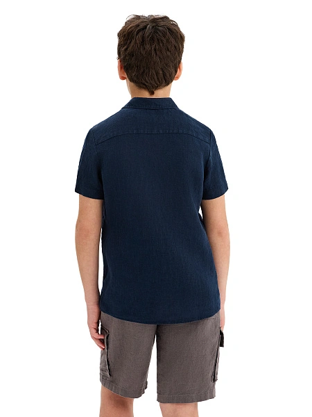 Рубашка для мальчика с коротким, цвет темно-синий, фото 2