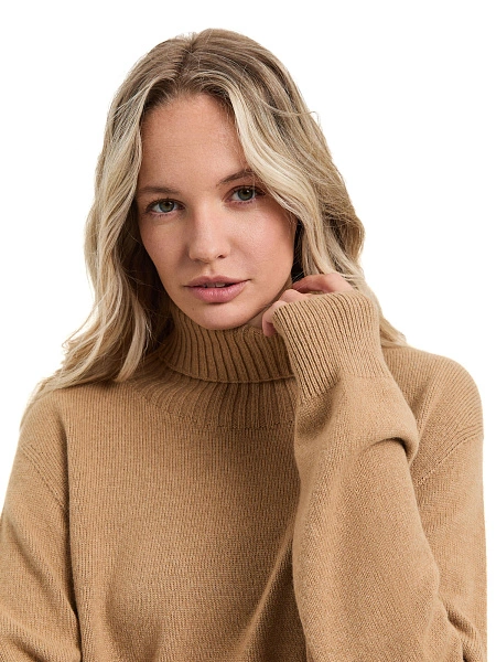Свитер женский Cashmere&Merino blend oversize, цвет бежевый, фото 3