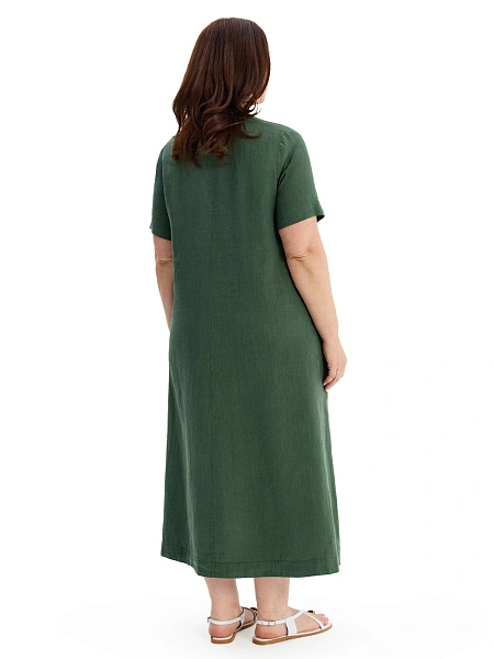 Платье А-силуэта из умягченного льна, цвет олива, фото 2