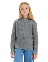 Кардиган из 100% шерсти мериноса на молнии для девочек Пепельный меланж