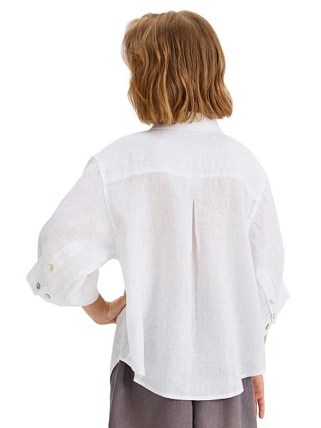 LINEN Рубашка для девочки, цвет белый, фото 2