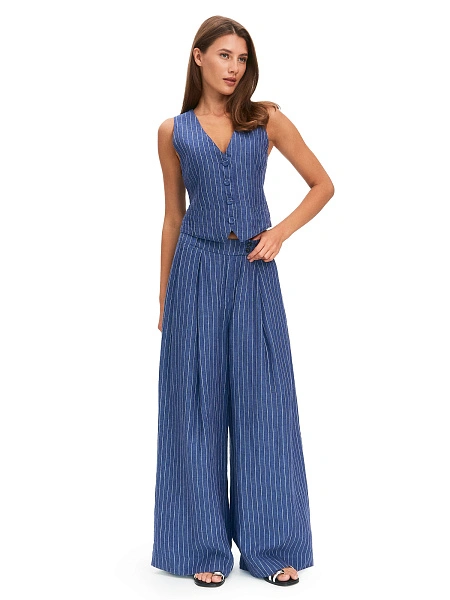 LINEN Брюки-палаццо женские, цвет джинс, фото 1