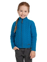 Кардиган на молнии Super Fine Merino Wool для девочек Бирюзово-синий