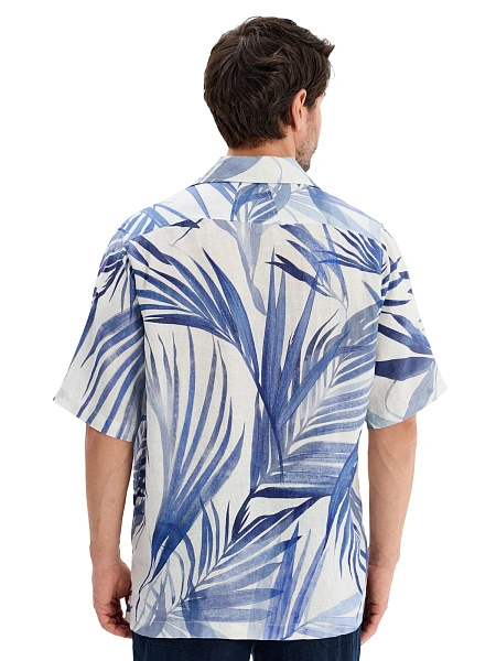 Мужская рубашка LINEN из умягченного льна, цвет паттерн palm leaves, фото 2