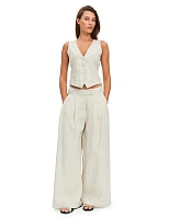 LINEN Брюки-палаццо женские Бежевый меланж