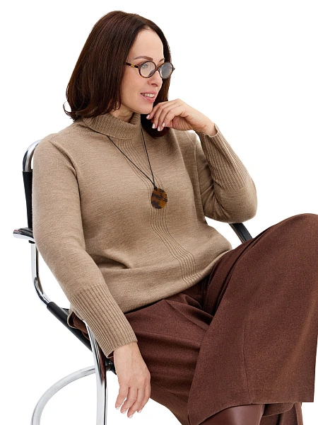 Merino Base Свитер oversize, цвет бежевый меланж, фото 5