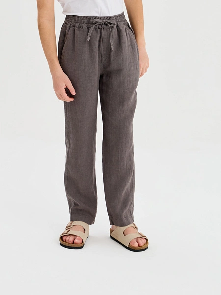 Брюки для мальчика серии LINEN, цвет серый, фото 3