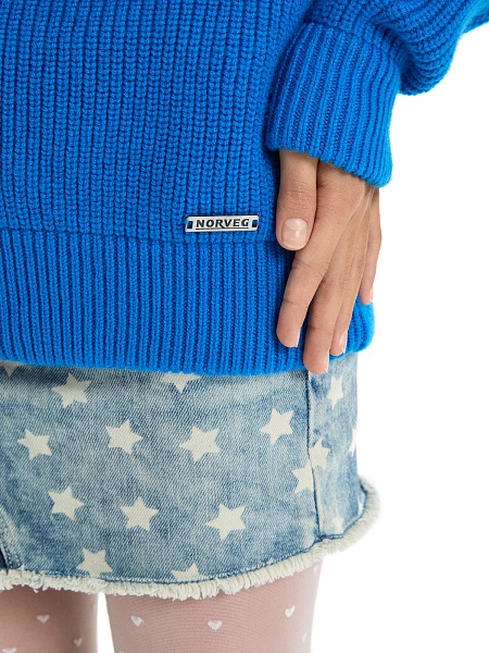 Кардиган из 100% шерсти мериноса на молнии для девочек-подростков, цвет синий, фото 5