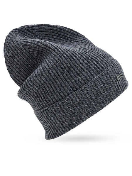 Шапка из шерсти с отворотом, цвет серый меланж, фото 3