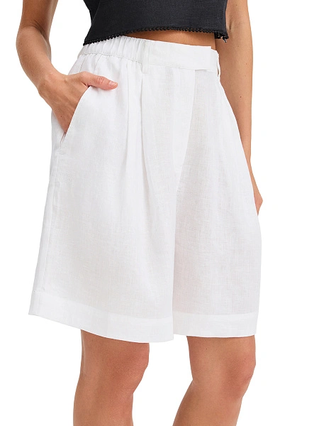 LINEN Шорты женские удлиненные, цвет белый, фото 4