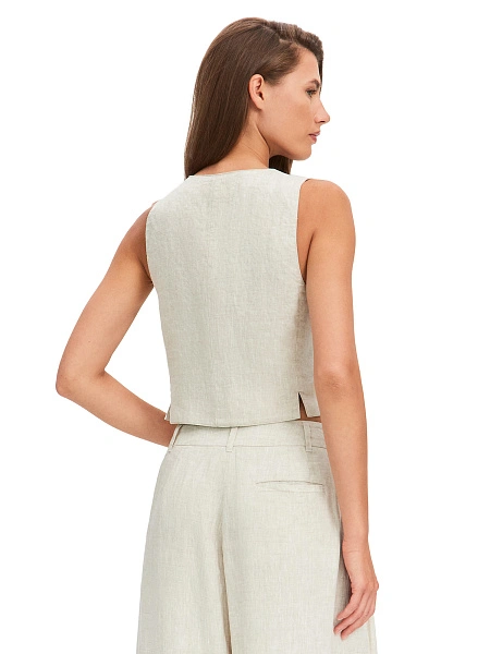 Элегантный льняной жилет LINEN, цвет бежевый меланж, фото 2