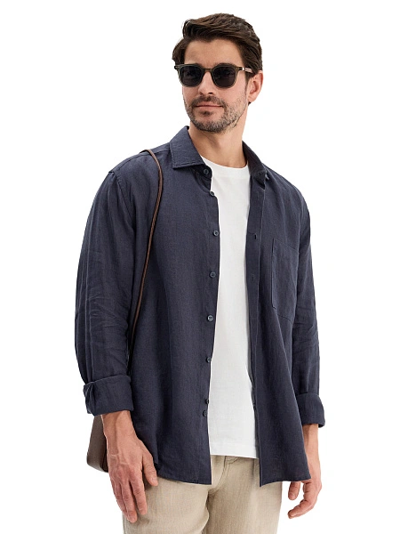 Рубашка мужская прямая, цвет графитовый, фото 6