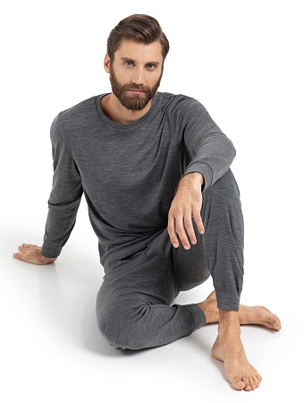 Термобелье костюм для сна и дома мужской из шерсти мериноса, цвет серый меланж, фото 1