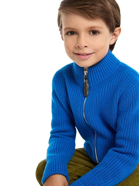 Кардиган шерстяной на молнии для мальчика, цвет синий, фото 3