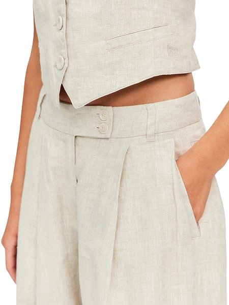 LINEN Брюки-палаццо женские, цвет бежевый меланж, фото 6