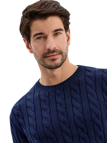 Джемпер Cotton мужской "косы", цвет темно-синий, фото 4