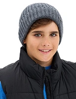 Шерстяная шапка  с отворотом Серый меланж