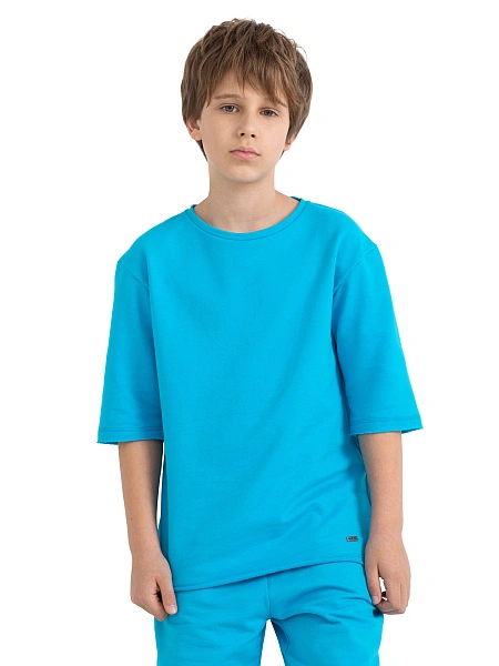 Футболка детская для мальчиков серии Cotton, цвет бирюзовый, фото 1