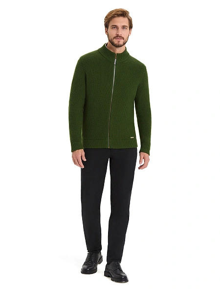 Кардиган мужской на молнии Merino Knitted, цвет олива, фото 5