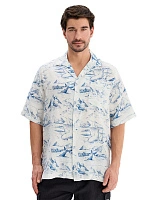 Мужская рубашка LINEN из умягченного льна Паттерн Arctic